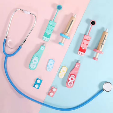 12Pcs Wooden Kids Doctor Set - Blue